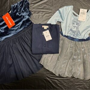 3! Crewcuts navy cardigan, Blue and Silver princess & navy blue JOE FRESH dress